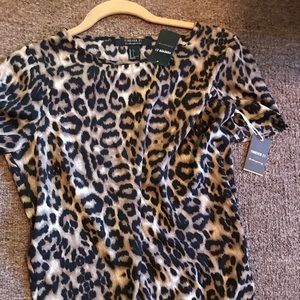 women short sleeves cheeta print blouse